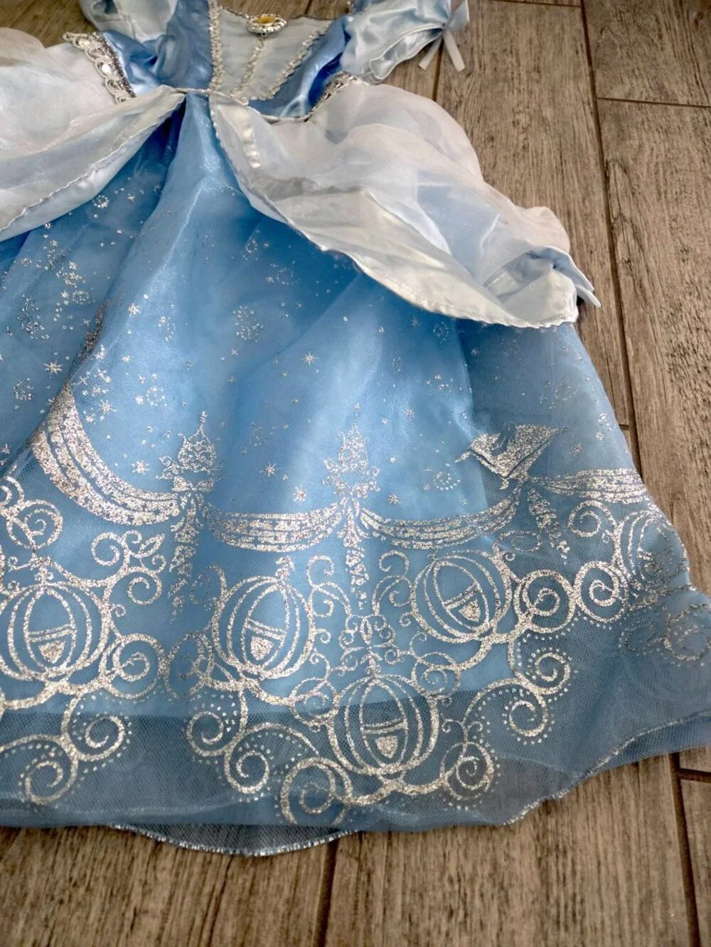 Disney Store Cinderella Princess Costume Dress Blue Sparkle Girls Size S 5/6